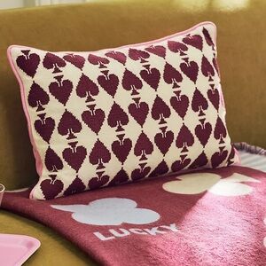 Anthropologie Burgundy and White Needlepoint Pillow
